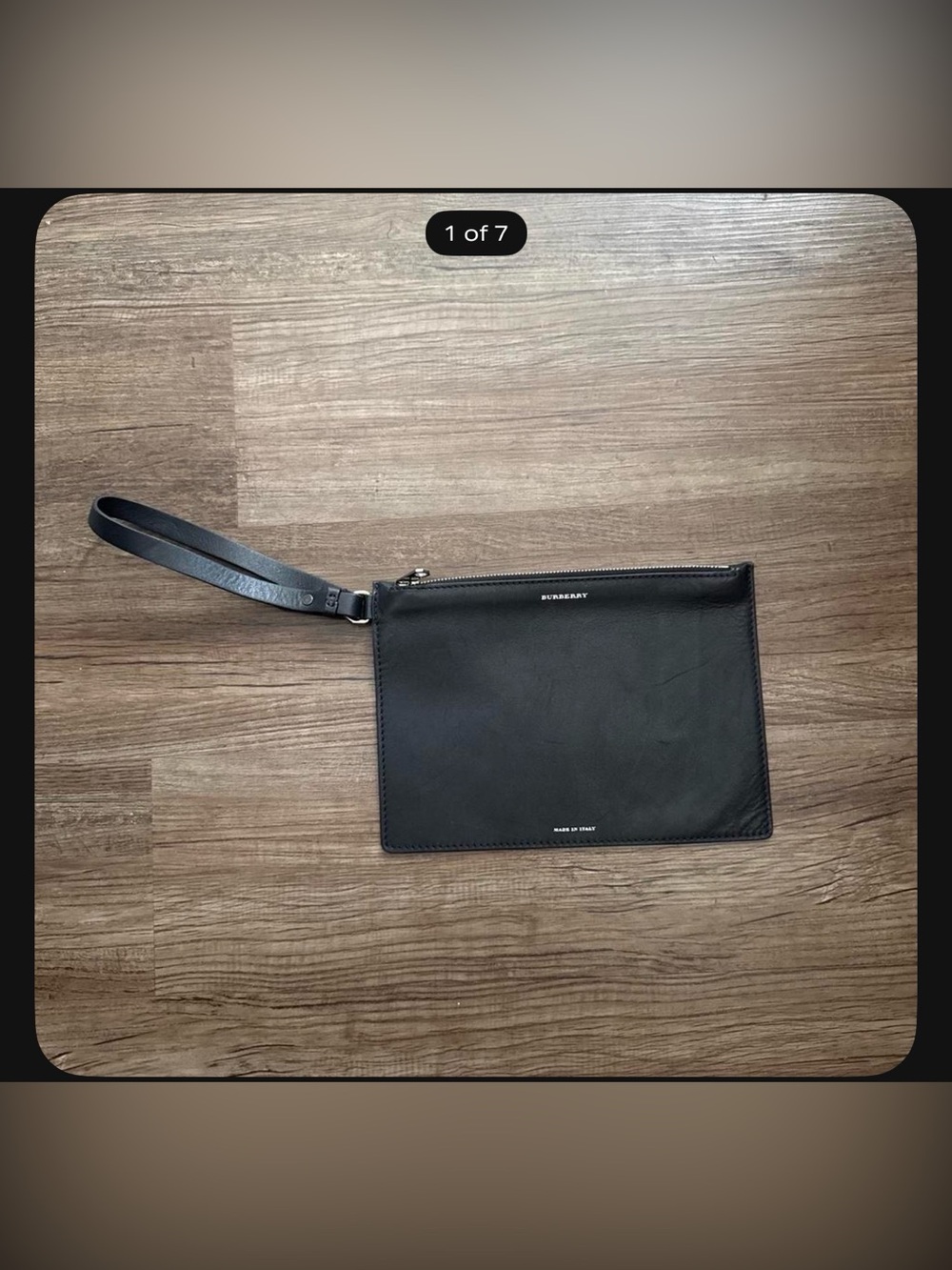 Burberry Black Leather Pouch with Silver Logo